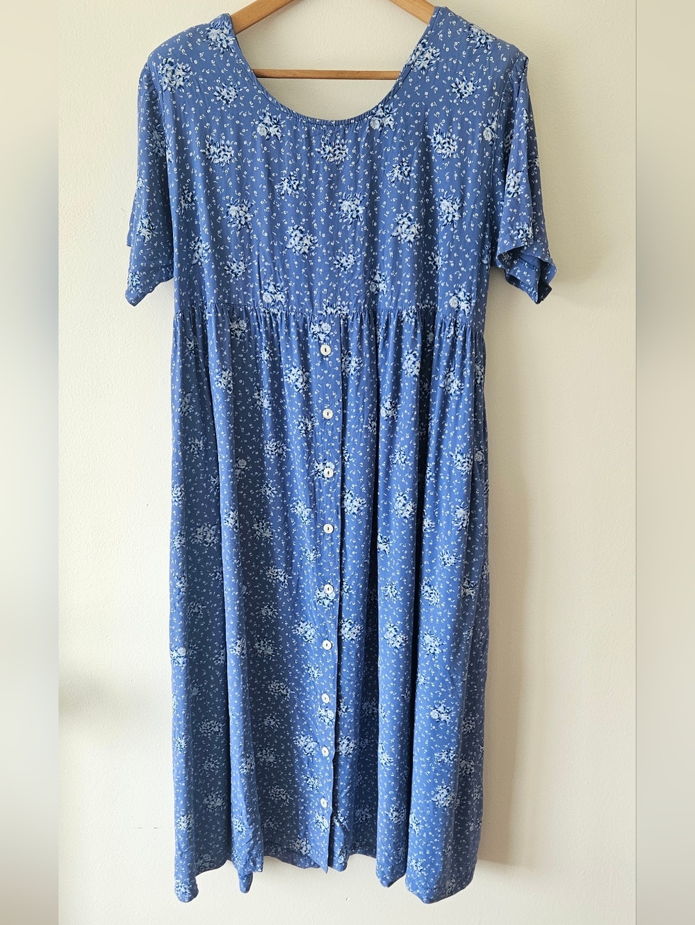 Vintage blue floral maternity dress Made in USA